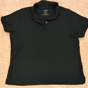 L.L. Bean Women's Black Short-Sleeve Polo Shirt sz XL Like New
